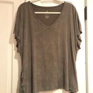 Green suede top from AE